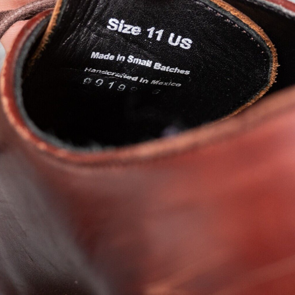 Thursday Everyday Men's Handcrafted Whole Cut Burgundy Leather Shoes, Size US 11 - Picture 6 of 10